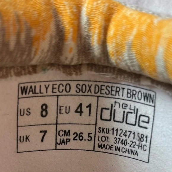 NWT Hey Dude Wally Eco Sox Desert Brown Shoes - Picture 4 of 8